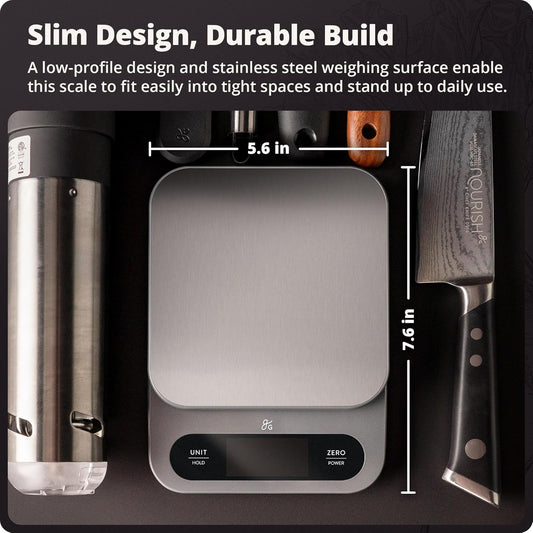 Digital Food Scale for Kitchen & Baking, 22lb High Capacity | Stainless Steel Platform, Hi-Def LCD, 1g Precision, Tare. Weighs g/oz/lb/ml. For Sourdough, Bread & Bulk Cooking, Large Bowls