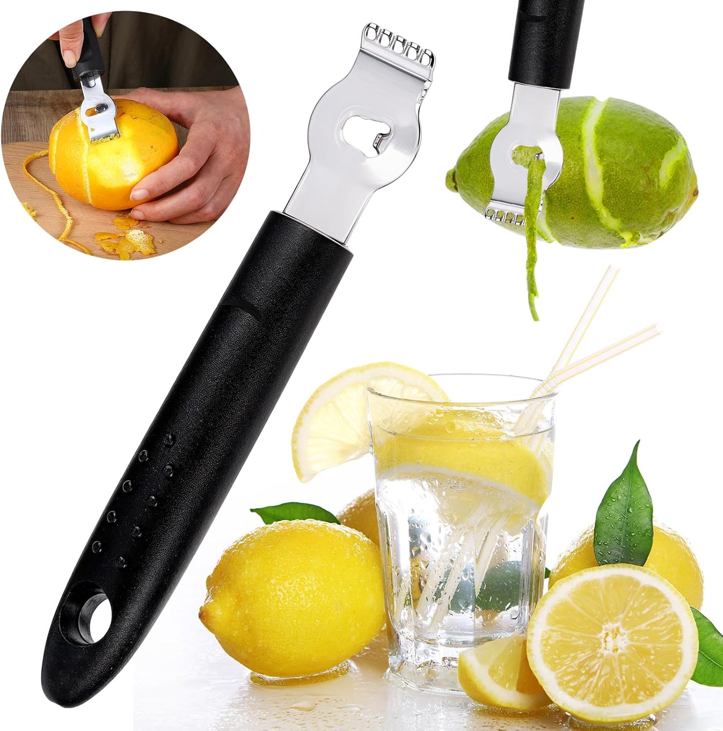 Lemon Zester, Channel Knife, Peeler, Stainless Steel Bartender Accessories for Cocktail Garnish, Citrus Orange and Lemon Peeler - Bar Accessories for Home