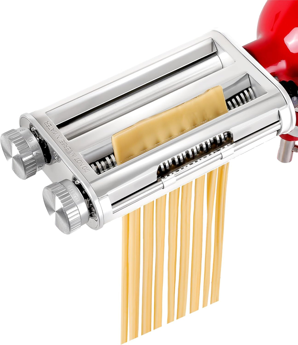 Pasta Maker Attachment for KitchenAid Mixer, 3-in-1 Metal Roller & Cutter | 3-in-1 for KitchenAid: Roller, spaghetti (2mm) & fettuccine (6mm) cutters in one sleek attachment — fresh pasta, zero clutter