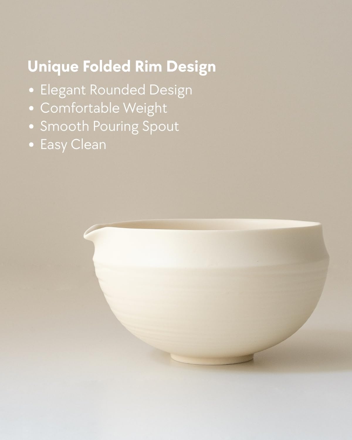 Matcha Set, 5 Pcs Matcha Whisk Set, Matte Buttercream Glaze, 17oz | Elegant Rounded Bowl with Folded Rim, Balanced Weight & Comfortable Size, Gift Box Included