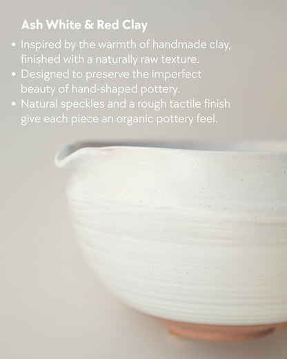 Matcha Set, 5 Pcs Matcha Whisk Set, Matte Buttercream Glaze, 17oz | Elegant Rounded Bowl with Folded Rim, Balanced Weight & Comfortable Size, Gift Box Included