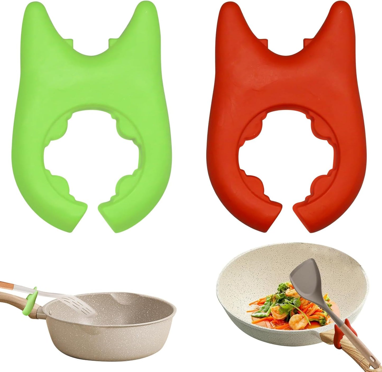 2pcs Silicone Pot Holders, Adjustable Kitchen Silicone Spoon Rest Suitable for Placing Spoons and Spatulas After Cooking in a Steamer Utensil Rest, Anti-Slip Spatula Pot Spoon Holder (Green/Red)