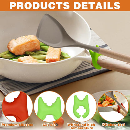 2pcs Silicone Pot Holders, Adjustable Kitchen Silicone Spoon Rest Suitable for Placing Spoons and Spatulas After Cooking in a Steamer Utensil Rest, Anti-Slip Spatula Pot Spoon Holder (Green/Red)
