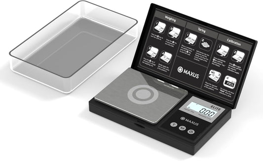 MAXUS Digital Pocket Gram Scale 500g x 0.01g High Precision with Tray | Weighs Small Food, Jewelry, Ounces, Grains, LCD Display, Tare Function