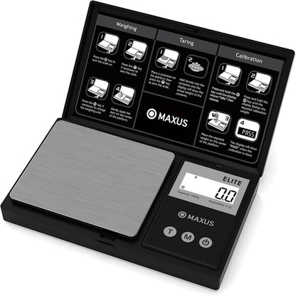 MAXUS Digital Pocket Gram Scale 500g x 0.01g High Precision with Tray | Weighs Small Food, Jewelry, Ounces, Grains, LCD Display, Tare Function