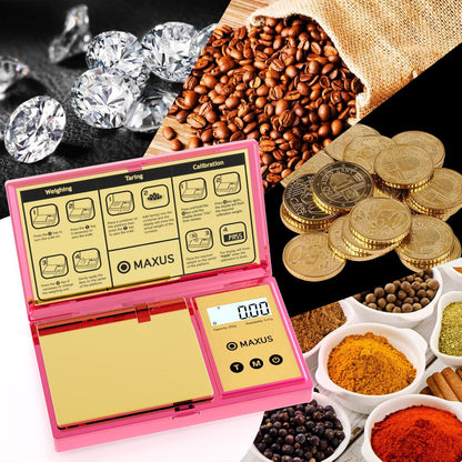 MAXUS Digital Pocket Gram Scale 500g x 0.01g High Precision with Tray | Weighs Small Food, Jewelry, Ounces, Grains, LCD Display, Tare Function