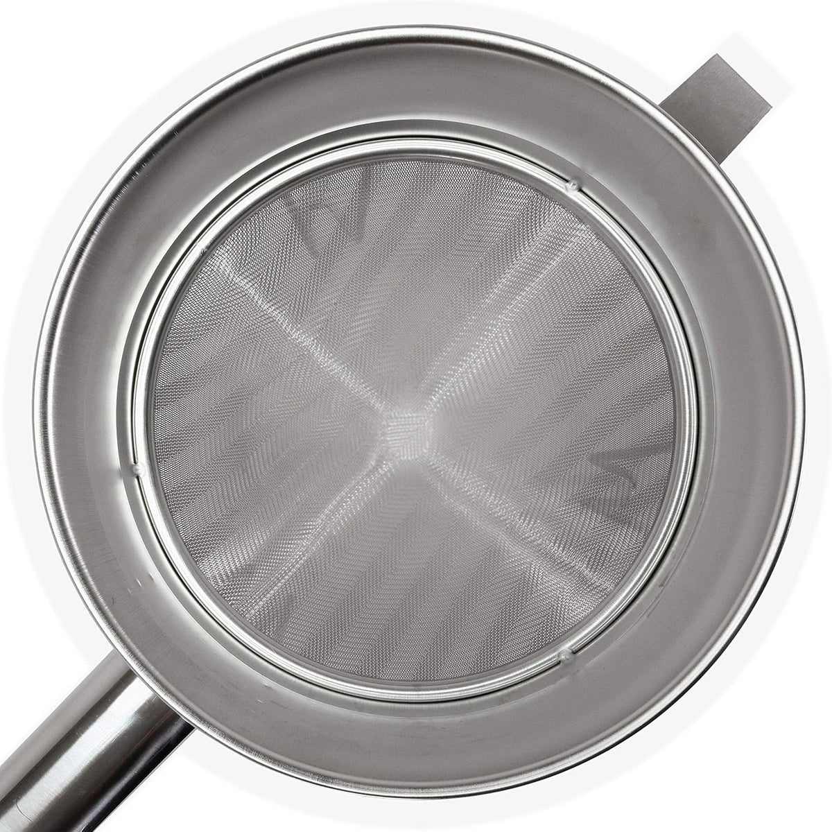 Premium 8" Chinois Fine Mesh Strainer Set with Stand & Bamboo Spatula – 18/8 Stainless Steel China Cap Cone Sieve, Professional Bouillon Strainer for Sauces, Soups, Broth, Stock, Jelly & Purees