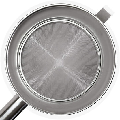 Premium 8" Chinois Fine Mesh Strainer Set with Stand & Bamboo Spatula – 18/8 Stainless Steel China Cap Cone Sieve, Professional Bouillon Strainer for Sauces, Soups, Broth, Stock, Jelly & Purees