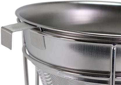 Premium 8" Chinois Fine Mesh Strainer Set with Stand & Bamboo Spatula – 18/8 Stainless Steel China Cap Cone Sieve, Professional Bouillon Strainer for Sauces, Soups, Broth, Stock, Jelly & Purees