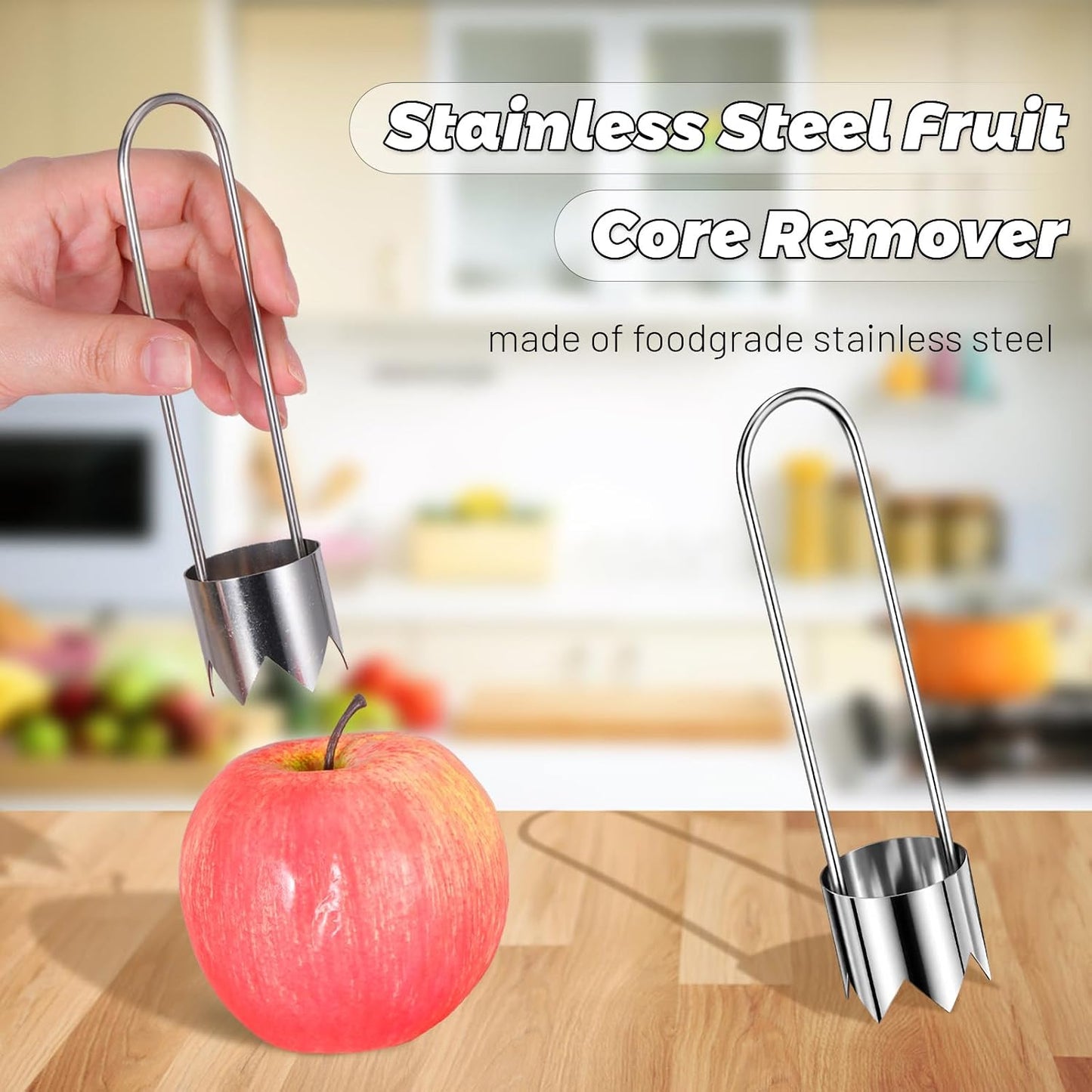 Apple Corer, Stainless Steel Apple Core Remover Tool, Pineapple Corers And Slicer Bell Pepper Corers, Kitchen Gadgets Pepper Seed Corer Remover for Vegetable Fruit(2Pcs)