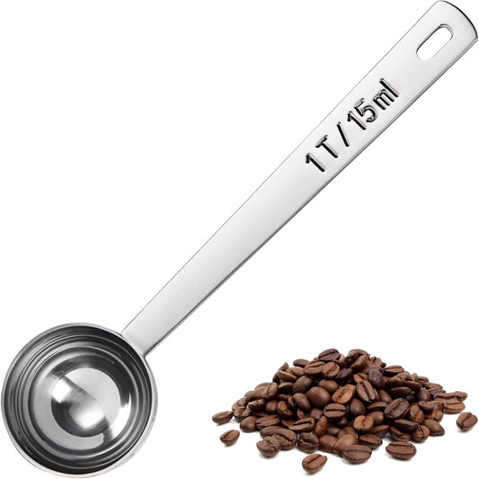 Coffee Scoop 1 Tablespoon, 4.3in Long Handle Tbsp Measuring Spoon | 18/8 Stainless Steel Tablespoon Scoop, Long Metal Coffee Spoon Scooper, Coffee Meansure Scoop for Ground Coffee Bean Espresso
