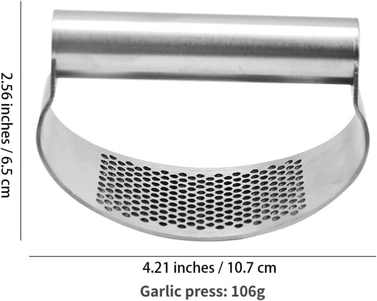 Garlic Press Rocker, Crusher Grinder Masher Bottle opener, Portable Manual Stainless Steel Wide Handle Garlic Crusher with Peeler(Style1-2pcs)