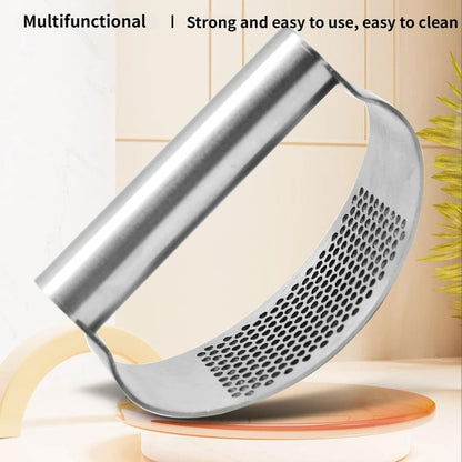 Garlic Press Rocker, Crusher Grinder Masher Bottle opener, Portable Manual Stainless Steel Wide Handle Garlic Crusher with Peeler(Style1-2pcs)