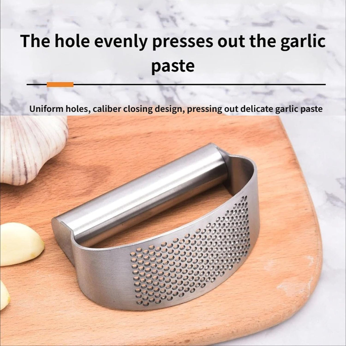 Garlic Press Rocker, Crusher Grinder Masher Bottle opener, Portable Manual Stainless Steel Wide Handle Garlic Crusher with Peeler(Style1-2pcs)