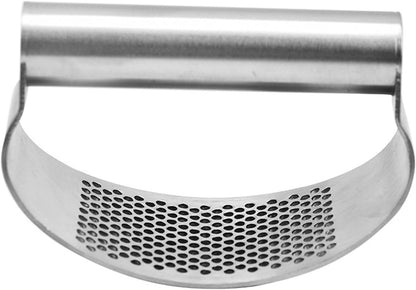 Garlic Press Rocker, Crusher Grinder Masher Bottle opener, Portable Manual Stainless Steel Wide Handle Garlic Crusher with Peeler(Style1-2pcs)