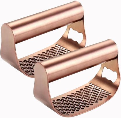 Garlic Press Rocker, Crusher Grinder Masher Bottle opener, Portable Manual Stainless Steel Wide Handle Garlic Crusher with Peeler(Style1-2pcs)