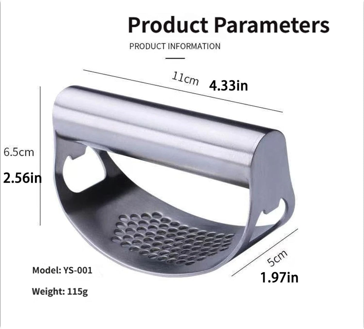 Garlic Press Rocker, Crusher Grinder Masher Bottle opener, Portable Manual Stainless Steel Wide Handle Garlic Crusher with Peeler(Style1-2pcs)