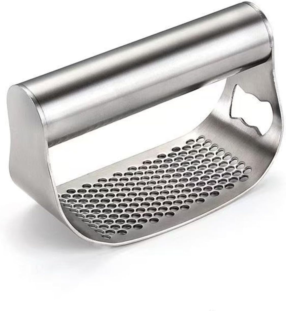 Garlic Press Rocker, Crusher Grinder Masher Bottle opener, Portable Manual Stainless Steel Wide Handle Garlic Crusher with Peeler(Style1-2pcs)