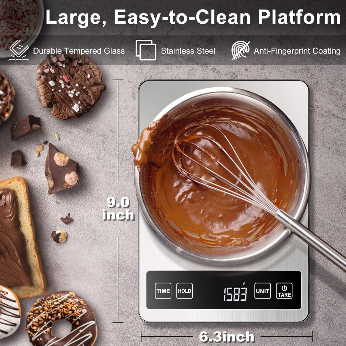 Food Scale, 22lb/0.1oz Digital Kitchen Scale - 7 Units, Tare & PCS