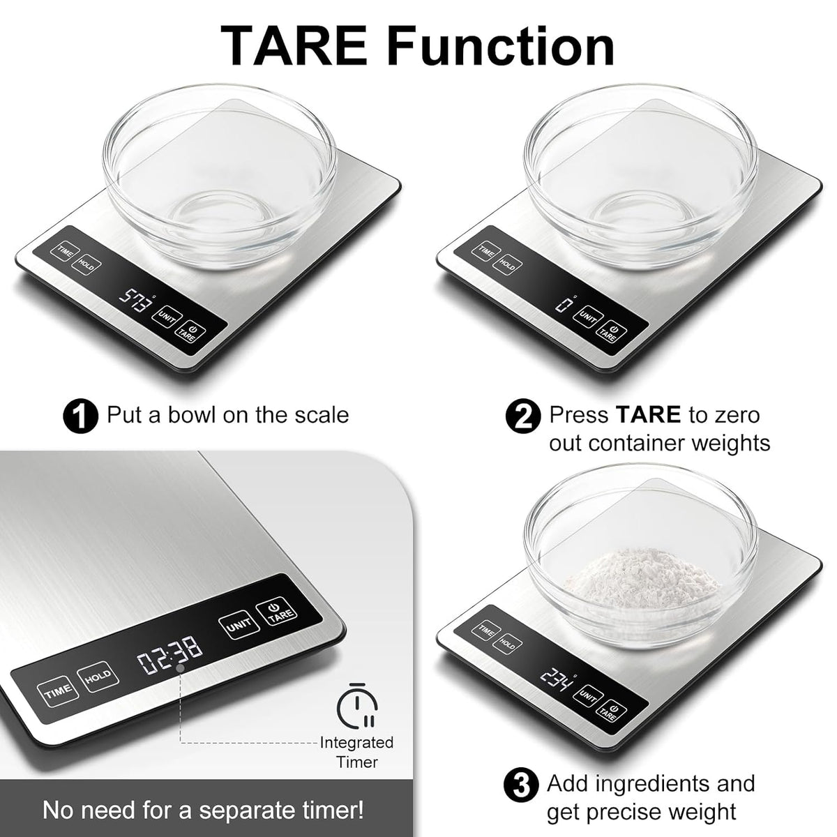 Food Scale, 22lb/0.1oz Digital Kitchen Scale - 7 Units, Tare & PCS