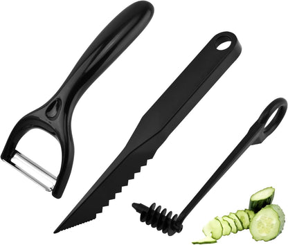 Kitchen Spiral Cutter and V-Shaped Tools with peeler, Spiral Potato Cutter V-Shape Carving Tool Vegetable Spiralizer Manual Screw Peeler for Veggies Cucumber