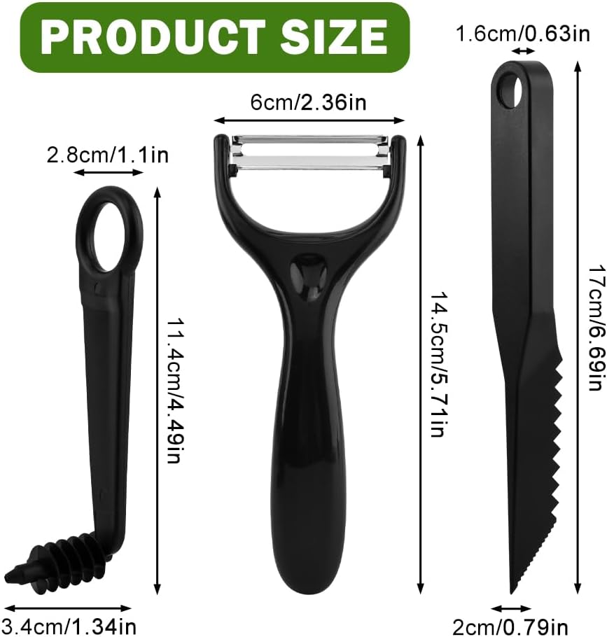 Kitchen Spiral Cutter and V-Shaped Tools with peeler, Spiral Potato Cutter V-Shape Carving Tool Vegetable Spiralizer Manual Screw Peeler for Veggies Cucumber