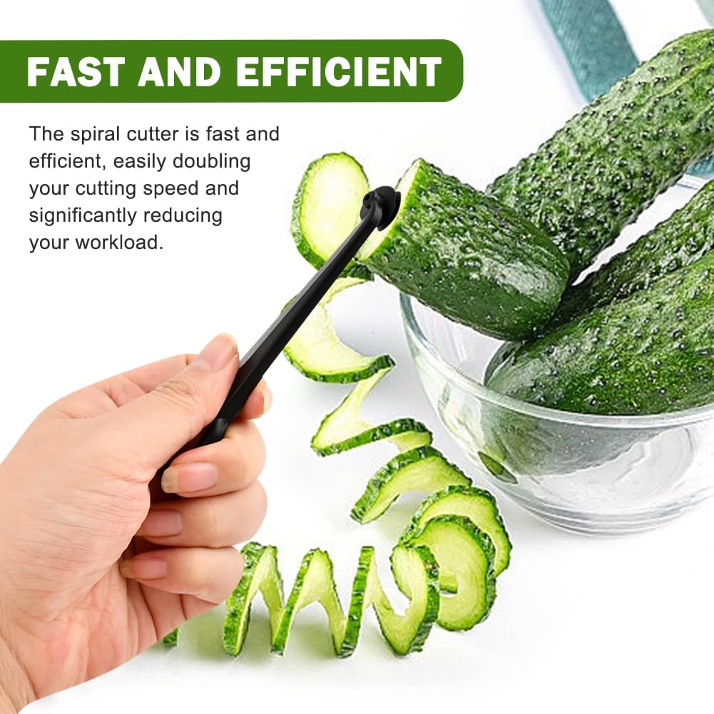 Kitchen Spiral Cutter and V-Shaped Tools with peeler, Spiral Potato Cutter V-Shape Carving Tool Vegetable Spiralizer Manual Screw Peeler for Veggies Cucumber