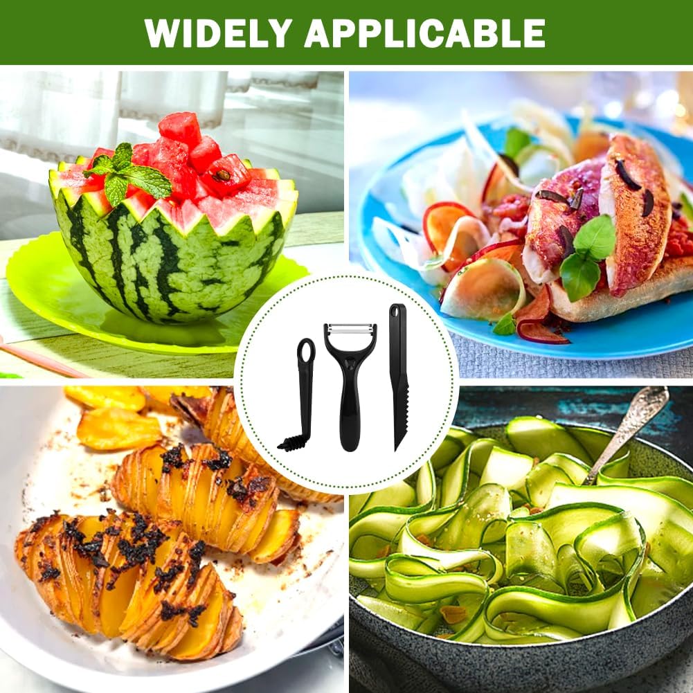 Kitchen Spiral Cutter and V-Shaped Tools with peeler, Spiral Potato Cutter V-Shape Carving Tool Vegetable Spiralizer Manual Screw Peeler for Veggies Cucumber