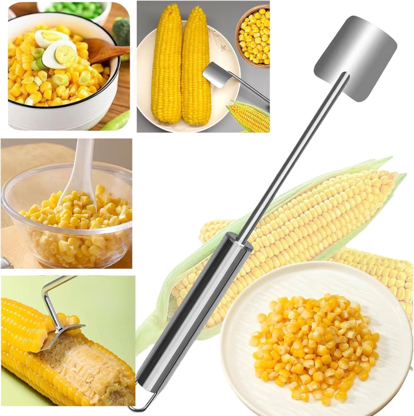 Corn Peeler 2PCS Stainless Steel Corn Peeler and Stripper Tool Set 2026 Corn Planer Cutter Thresher Scraper,Peel Corn Cob Separator Quick