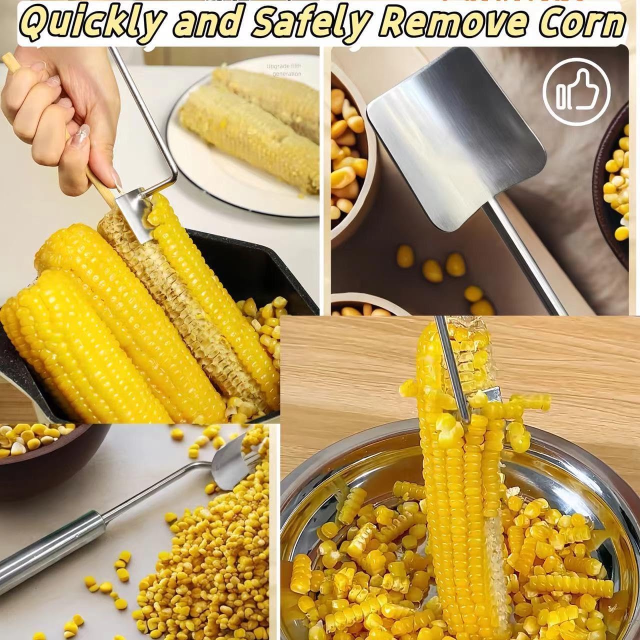 Corn Peeler 2PCS Stainless Steel Corn Peeler and Stripper Tool Set 2026 Corn Planer Cutter Thresher Scraper,Peel Corn Cob Separator Quick