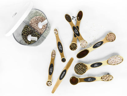 Magnetic Measuring Spoons Set Stainless Steel with Leveler, 8pcs Multicolors Measuring Cups Set for Baking, Measuring Cups and Spoon Set Kitchen Gadgets Apartment Essentials Fits in Spice Jars
