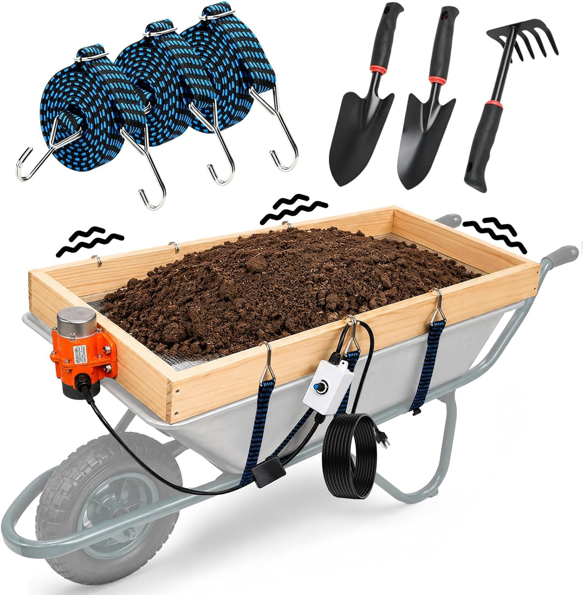 2 Pack Soil Sifter for Gardening - Rock Compost Sand Sifter Fits 5-Gallon Buckets 1/4 Inch & 1/8 Inch Mesh Sifting Screen Sieve for Gravel, Dirt, Sawdust with Repotting Mat