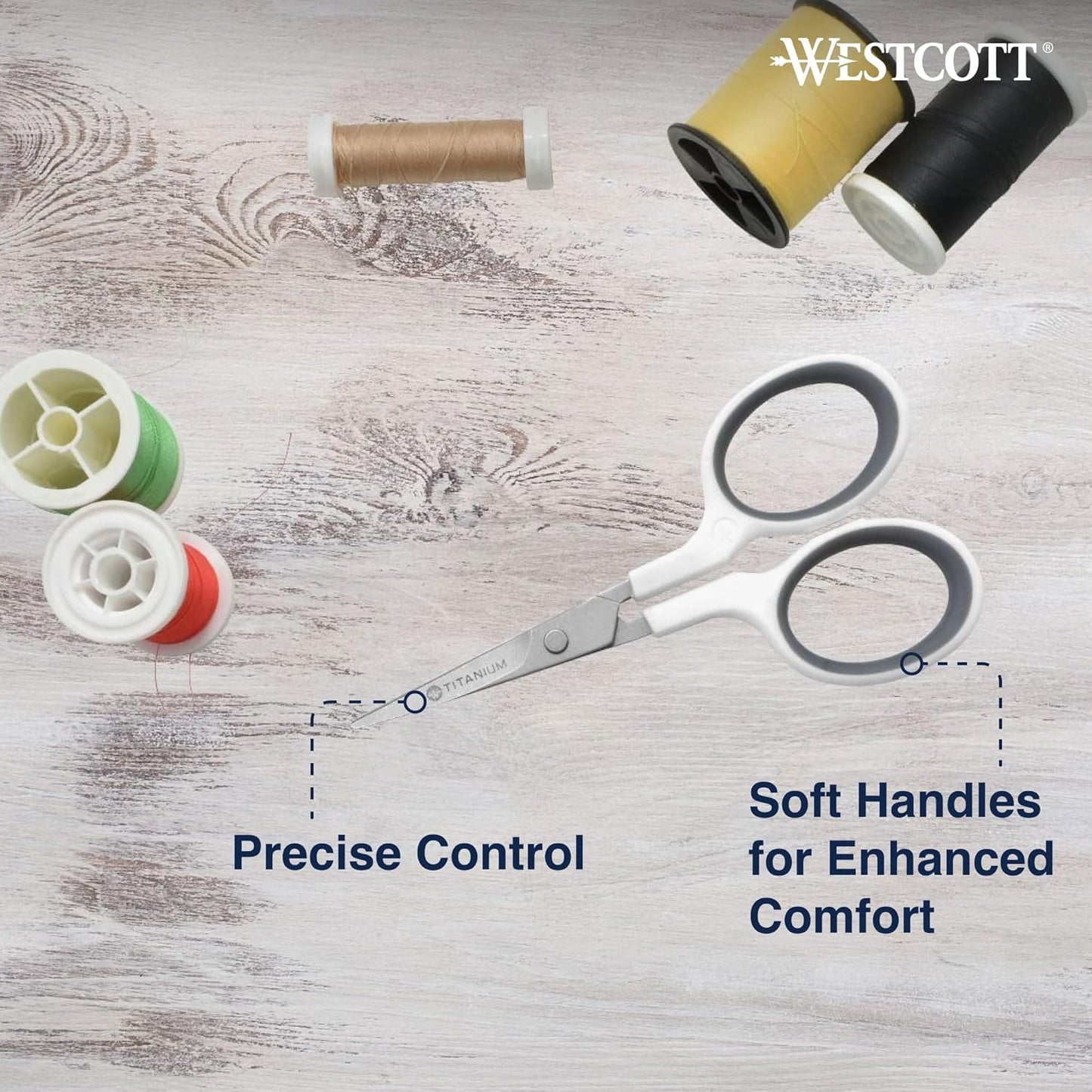 5-Inch Micro-Tip Fabric Scissors with Titanium-Bonded Blades - Craft Scissors for Paper and Fabric, Sewing, and More