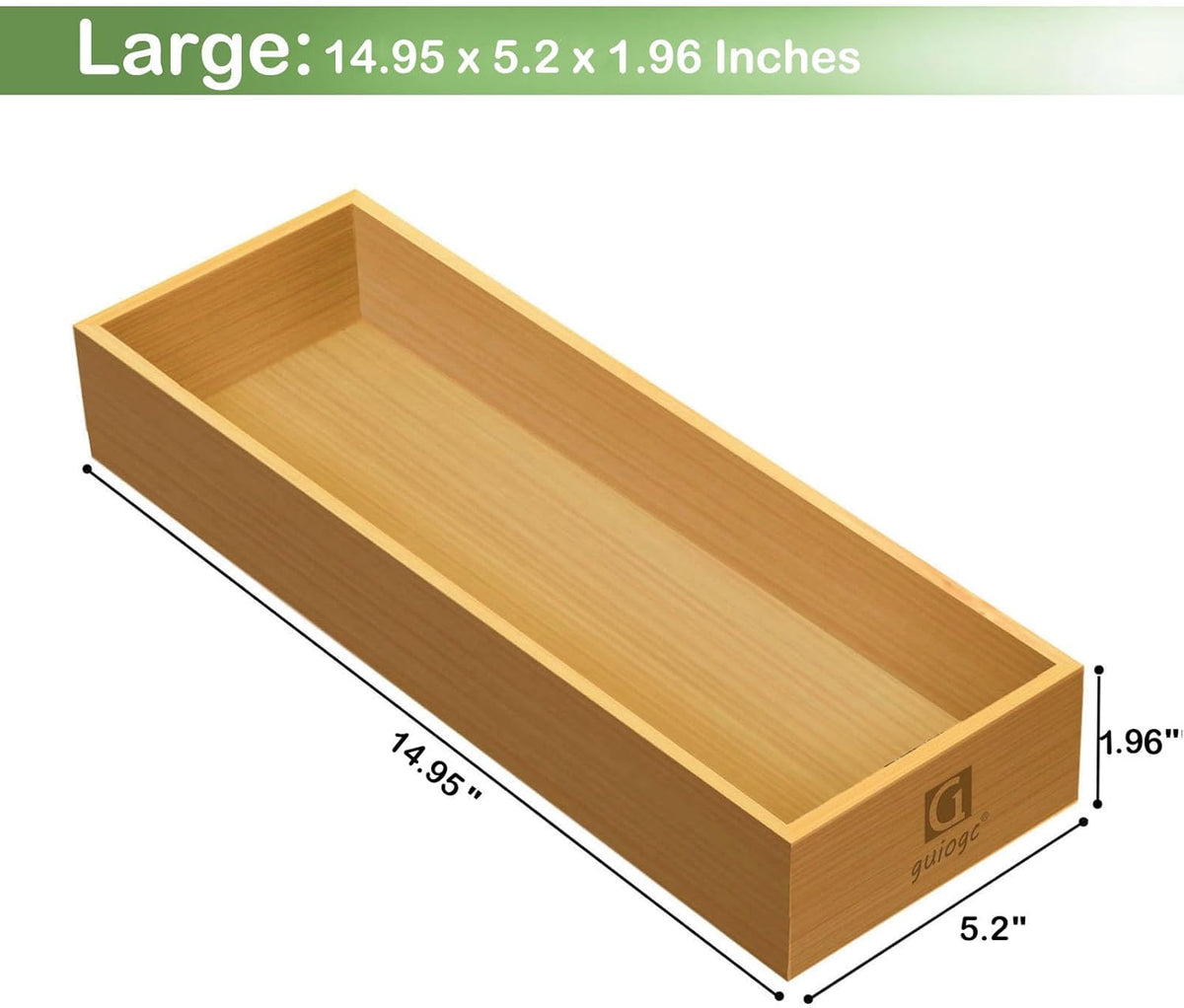 Bamboo Drawer Silverware Organizer, Silverware Tray, Flatware Organizer, Bamboo Storage Box Suitable for Office, Bathroom and other objects storage (14.2"x5"x2"-Set of 2)