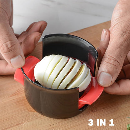 3-in-1 Stainless Wire Egg Slicer for Hard Boiled Eggs, Fruits & More