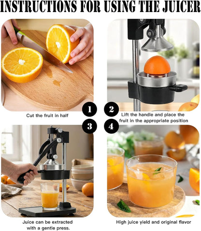 Cast Iron Juicer Hand Press – Heavy Duty Manual Citrus Juicer, Professional Orange Press, Stainless Steel Lemon Squeezer & Lime Juice Extractor (gray)