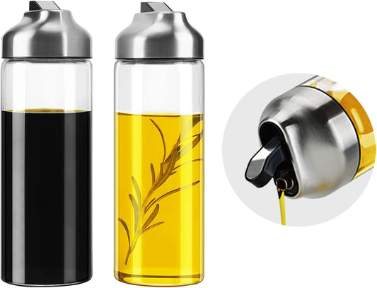 Olive Oil Dispenser - 14 OZ Glass Oil and Vinegar Dispenser Bottles Set for Kitchen No Drip-Set of 2