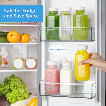 16 Oz Glass Juice Bottles with Lids,2 Pour Spouts & Scale Marks