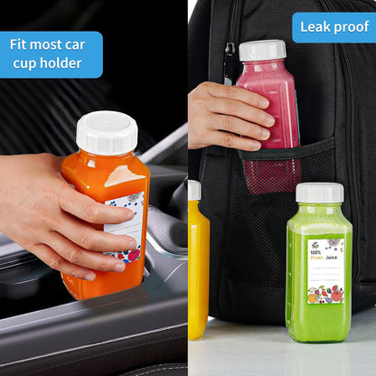 16 Oz Glass Juice Bottles with Lids,2 Pour Spouts & Scale Marks