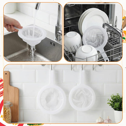 2 Pcs Plastic Fine Mesh Strainer, Nylon Ultra-Fine Juice Strainer Fine Mesh Sieve Small Coffee Strainers with Handle Mini Brine Shrimp Separation Net for Nut Milk, Yogurt, Honey, Wine (300/400 Mesh)