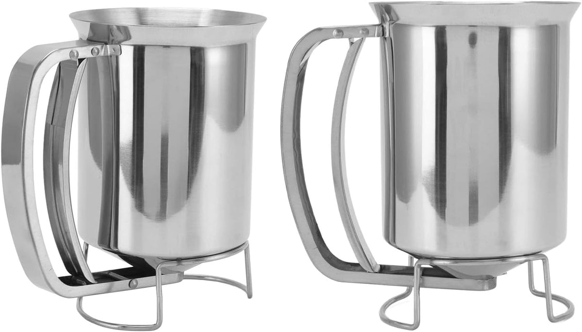 Stainless Steel Pancake Batter Dispenser, Handheld Cake Dispenser with Stand Professionally Used for Cooking Cupcakes, Muffins, Pancakes, Waffles