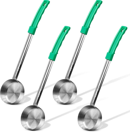 4 Ounce Solid Stainless Steel Portion Control Ladle Spoon - 4Pcs Pizza Sauce Serving Spoons Portion Ladle for Sauces, Perfect for Weight Watchers, Buffets, Parties