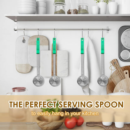 4 Ounce Solid Stainless Steel Portion Control Ladle Spoon - 4Pcs Pizza Sauce Serving Spoons Portion Ladle for Sauces, Perfect for Weight Watchers, Buffets, Parties