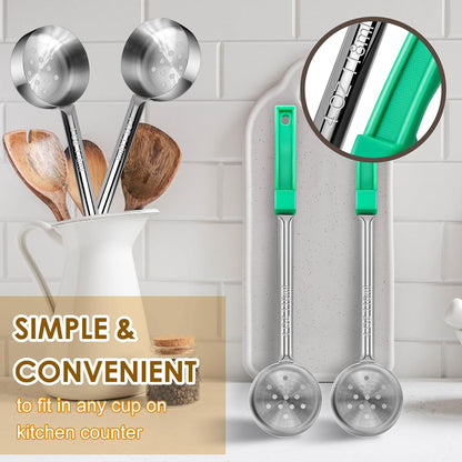 4 Ounce Solid Stainless Steel Portion Control Ladle Spoon - 4Pcs Pizza Sauce Serving Spoons Portion Ladle for Sauces, Perfect for Weight Watchers, Buffets, Parties