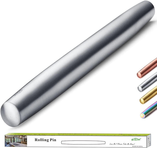 Stainless Steel Rolling Pin, Matte Finish 16.7 Inches, Rolling Pin For Baking Pizza Dough, Pie, Cookie, Essential Kitchen Utensil Gift Ideas For Bakers.