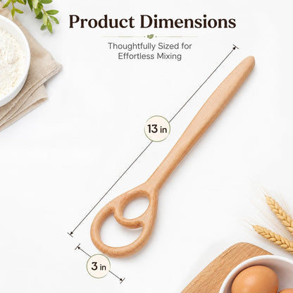 2 Pack Wooden Danish Dough Whisk, 12.6 Inch Seamless Sourdough Mixer Tool, Bread Whisk for Mixing Pizza Pastry, Danish Dough Hook & Spurtle for Sourdough Starter Stirring