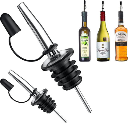 6 Pack Liquor Bottle Pourers, Liquor Pour Spout for Liquor Bottles, Stainless Steel Olive oil Dispenser Spout, Alcohol Pourer Spouts Dust Caps Covers Fixed, Sliver