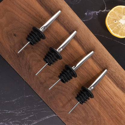 6 Pack Liquor Bottle Pourers, Liquor Pour Spout for Liquor Bottles, Stainless Steel Olive oil Dispenser Spout, Alcohol Pourer Spouts Dust Caps Covers Fixed, Sliver
