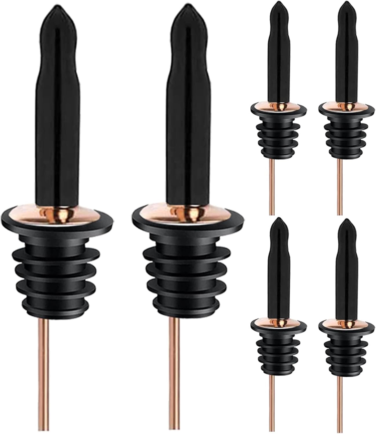6 Pack Liquor Bottle Pourers, Liquor Pour Spout for Liquor Bottles, Stainless Steel Olive oil Dispenser Spout, Alcohol Pourer Spouts Dust Caps Covers Fixed, Sliver
