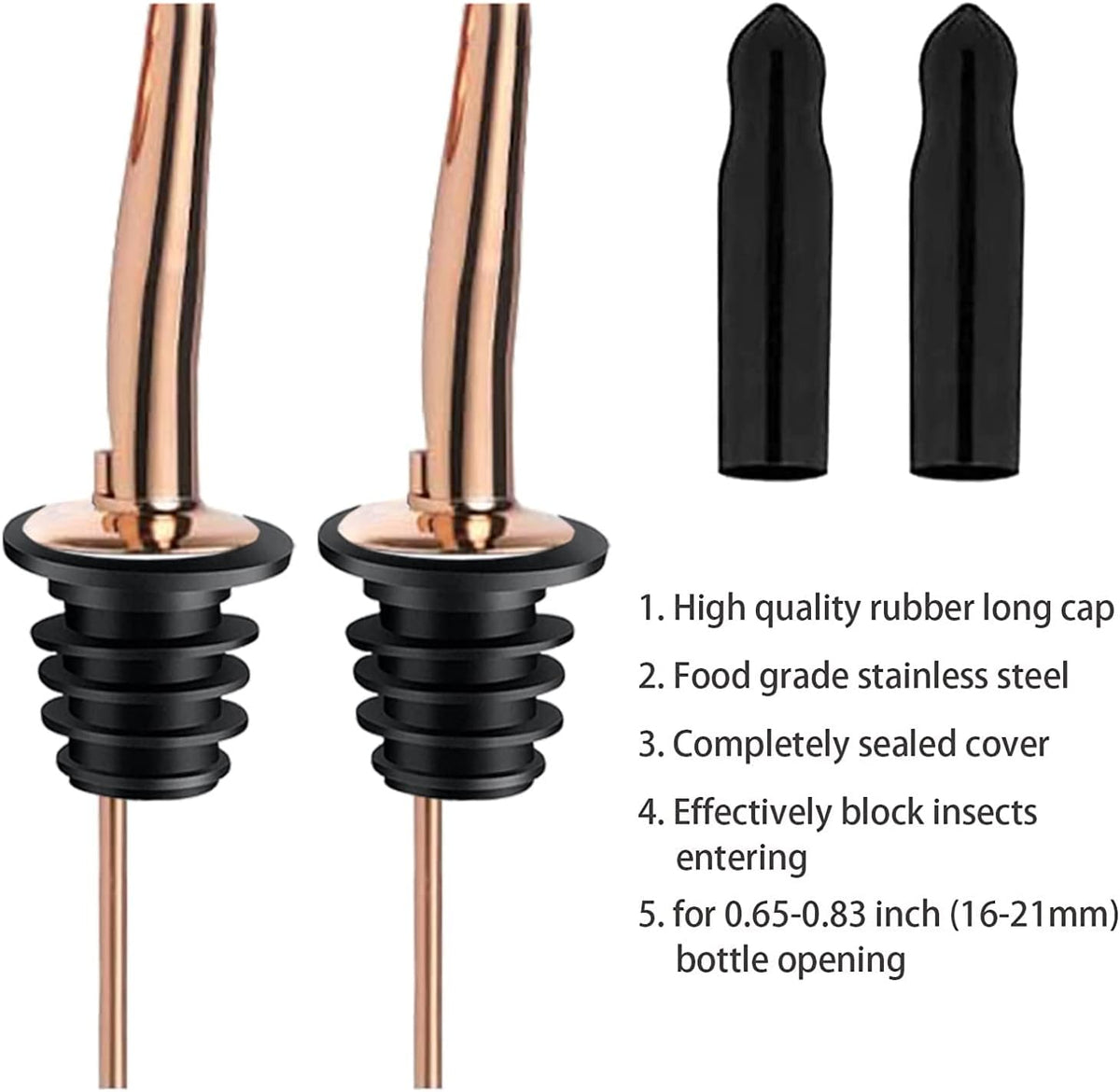6 Pack Liquor Bottle Pourers, Liquor Pour Spout for Liquor Bottles, Stainless Steel Olive oil Dispenser Spout, Alcohol Pourer Spouts Dust Caps Covers Fixed, Sliver